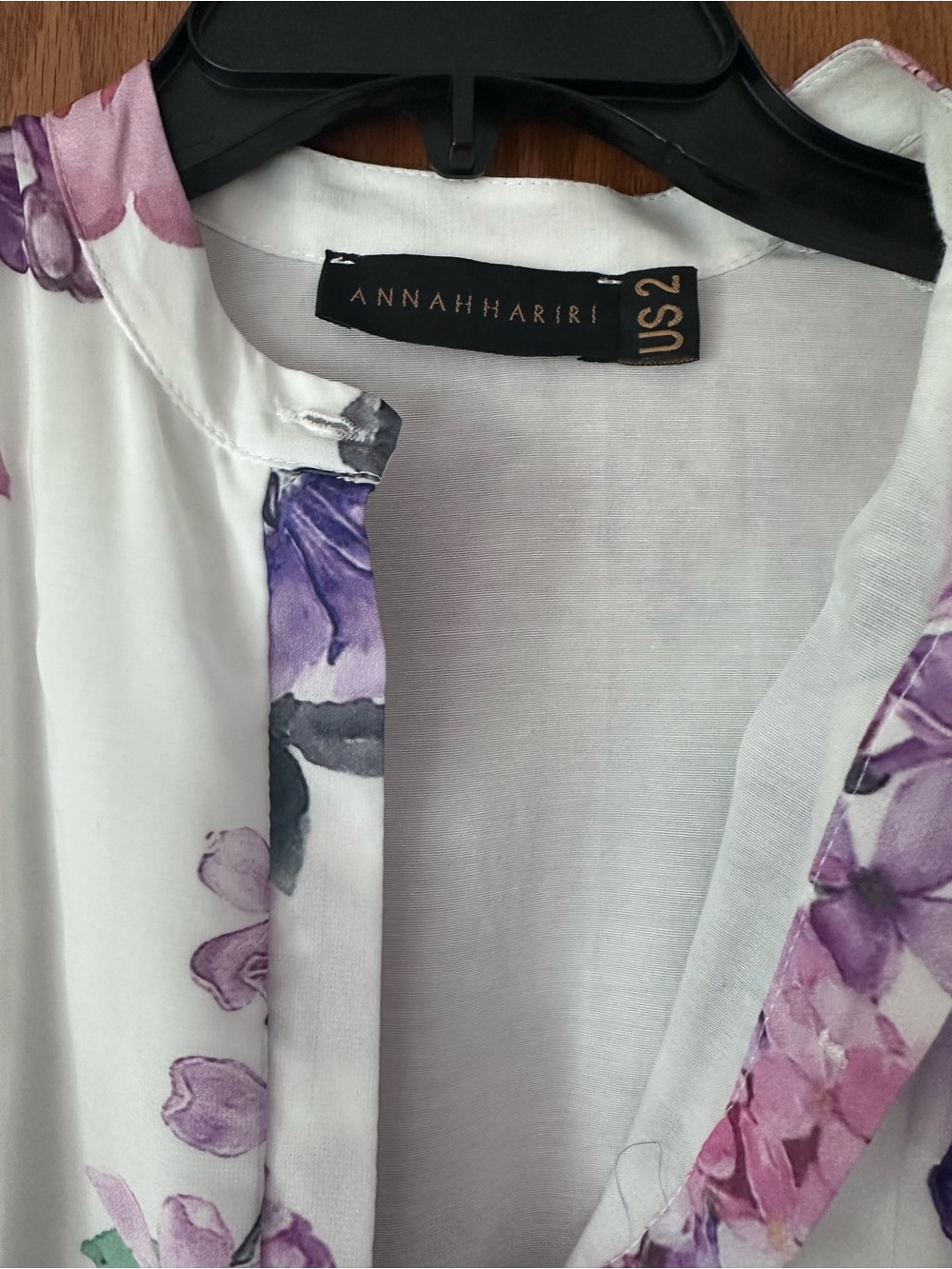Annah Hariri Floral Long Sleeve Maxi Hijab Dress in White and Mauve - Picture 3 of 4